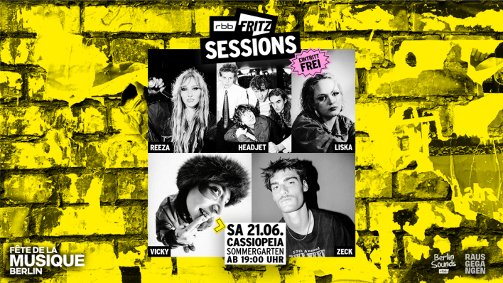 FritzSessions x Fête de la Musique (Quelle: Reeza: Sony Music | Headjet: Lara Facchinetti | Liska: OHA Music | Vicky: Universal Music | Zeck: Fabian Schmidt | Montage: Fritz) FritzSessions x Fête de la Musique (Quelle: Reeza: Sony Music | Headjet: Lara Facchinetti | Liska: OHA Music | Vicky: Universal Music | Zeck: Fabian Schmidt | Montage: Fritz)
